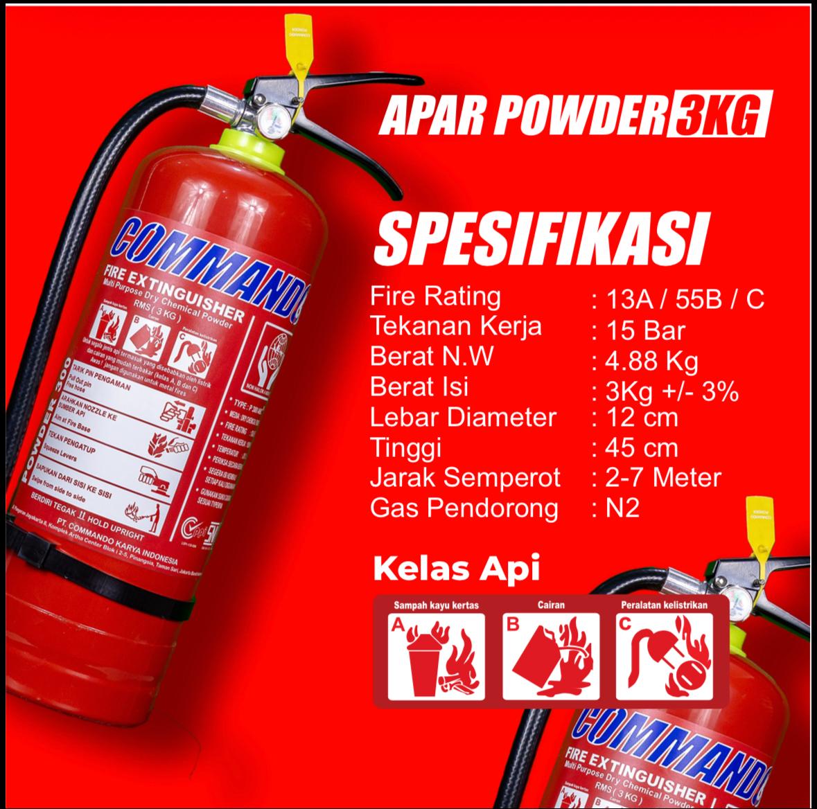 Apar Commando SNI 3 kg powder spek